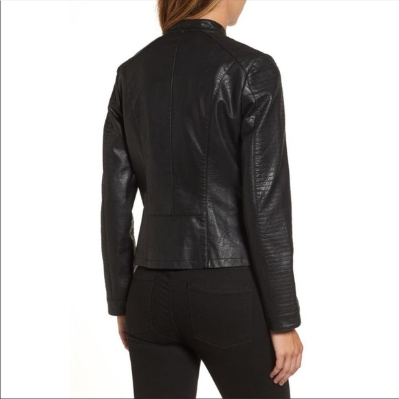 Halogen Quilted Faux Leather Moto Jacket - Picture 3 of 7